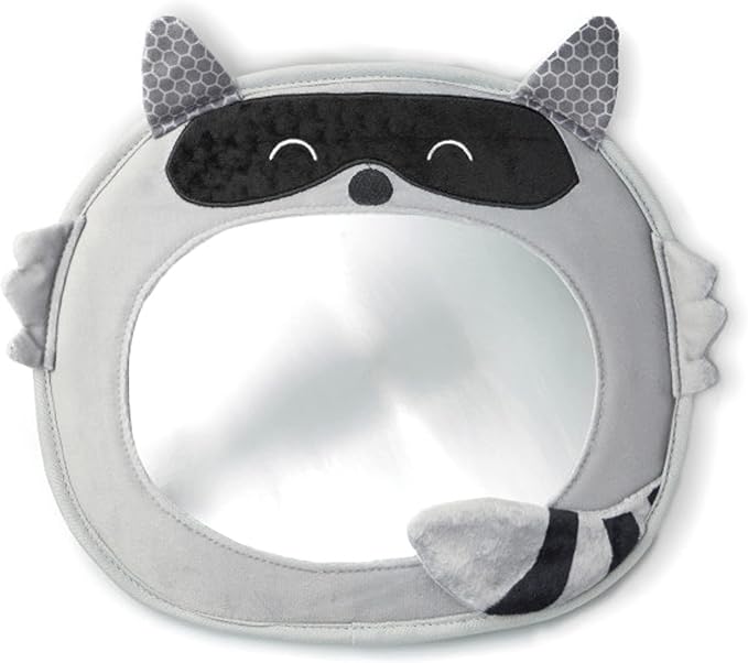 Diono Easy View Racoon Character Baby Car Mirror, Safety Car Seat Mirror for Rear Facing Infant, Fully Adjustable, Wide Crystal Clear View, Shatterproof, Crash Tested (Pack of 2)