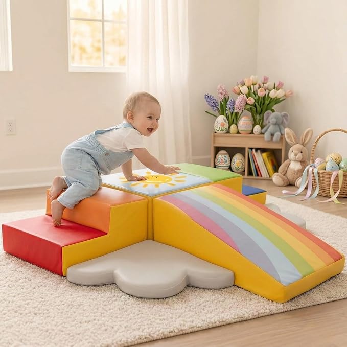 Foam Climbing Blocks 6-Piece Set - Indoor Climbing Toys for Toddlers Ages 1 to 4 Years - Soft Play Equipment that Builds Motor Skills and Balance
