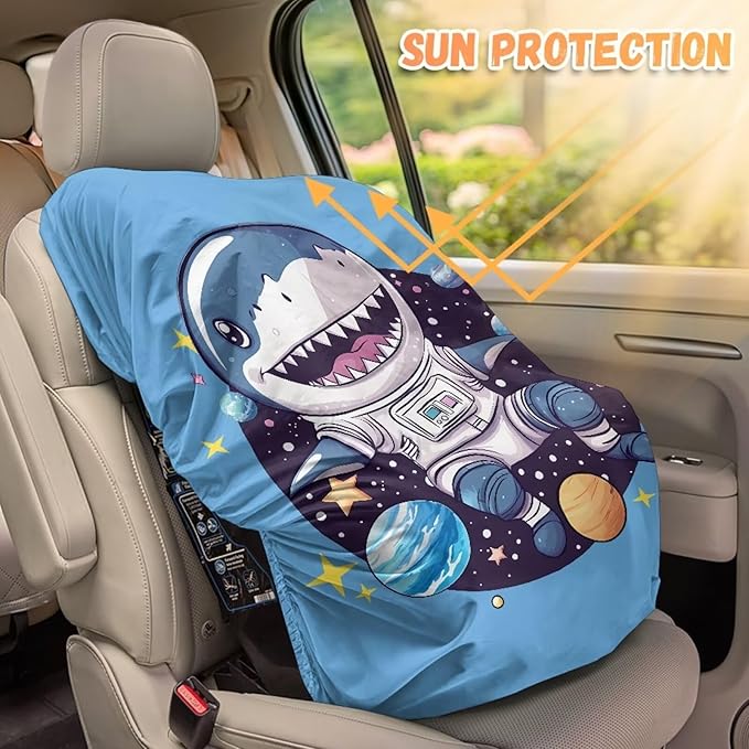 XYZCANDO Shark Car Seat Covers for Babies Cute Baby Car Seat Shade Cover for Travel Easy to Install Car Seat Protector for Child Car Seat Washable Baby Car Seat Cover for Travel Gift for Her