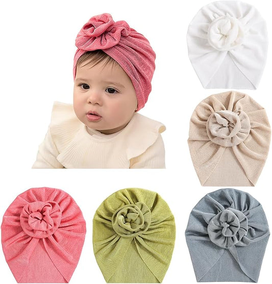 Newborn Babies Headwrap Hat Infant Toddler Cotton Soft Cute Nursery Beanie Headbands Top Bowknot Cap