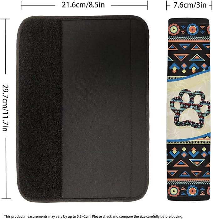 UNICEU Southwestern Tribal Dog Paw Car Seatbelt Pads Comfort Soft Auto Interior Seat Belt Shoulder Strap Cushion for Car/Bag, Car Seatbelt Protection Pads Automotive Interior Accessory