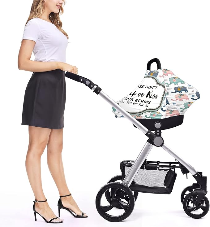 Baby Car Seat Stroller Covers Don't Touch Elephant New Mom Nursing Cover Breastfeeding Scarf Soft Breathable Stretchy Coverage Carseat Canopy Cover for Boys and Girls