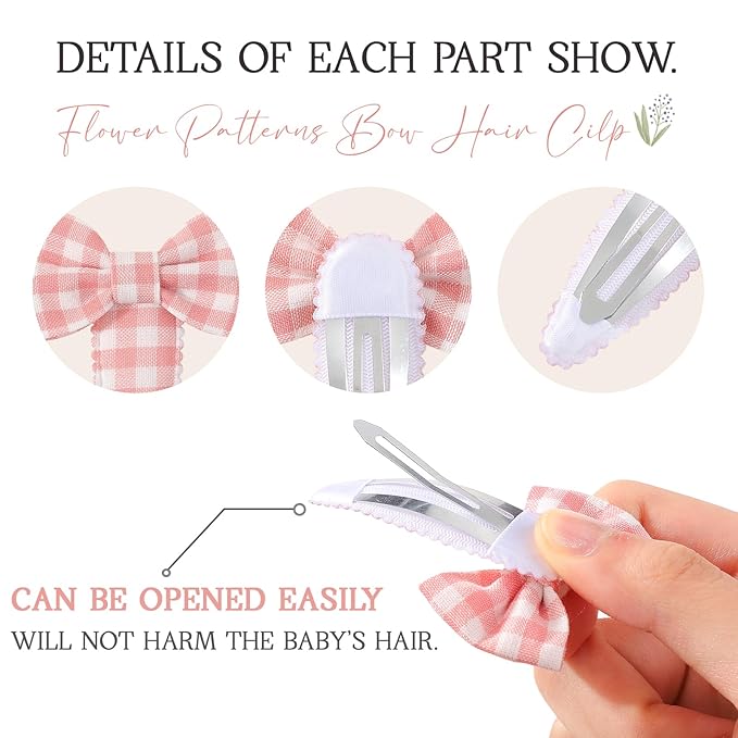 YHXX YLEN 20PCS Baby Hair Bows Clips for Girls, 2inch Floral Print Non Slip Snap Hairpins for Hair Barrettes Hair Accessories for Baby Toddler Girls Kids
