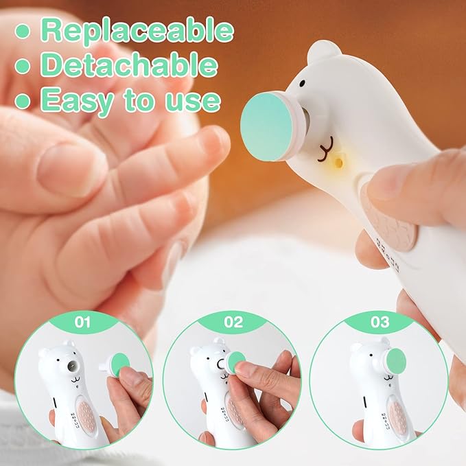 haakaa Electric Nail Trimmer Replacement Pads Baby Nail Trimmer Heads Compatible with All haakaa Nail Trimmers, Suitable for 3-6 Months, Blue