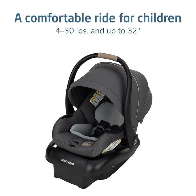 Maxi-Cosi Mico Pro Infant Car Seat, Baby Travel Seat with Adjustable Base, Stroller-Ready, Easy-Install Latch, Lightweight Design, Fits 4–30 lbs, Sea Salt