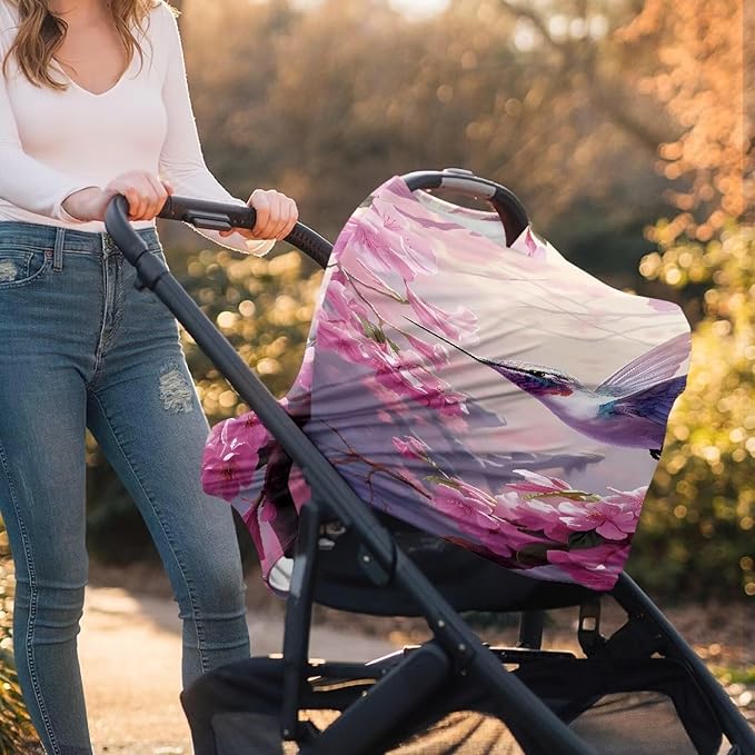 ZFRXIGN Horse Car Seat Cover for Babies Girls Stuff Nursing Cover, Stretchy Infant Carseat Canopy, Multi Use Cover Shopping Cart/High Chair/Stroller Covers Black