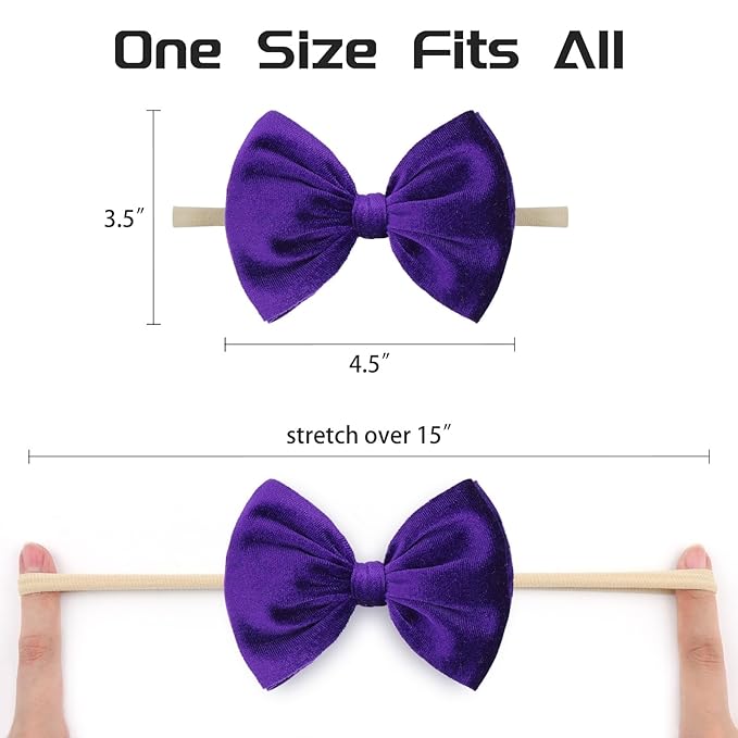 YanJie Velvet Baby Girl Bows Nylon Headbands Soft Newborn Bows Handmade Baby Headbands Hairbands Hair Accessories for Infants Toddlers Child