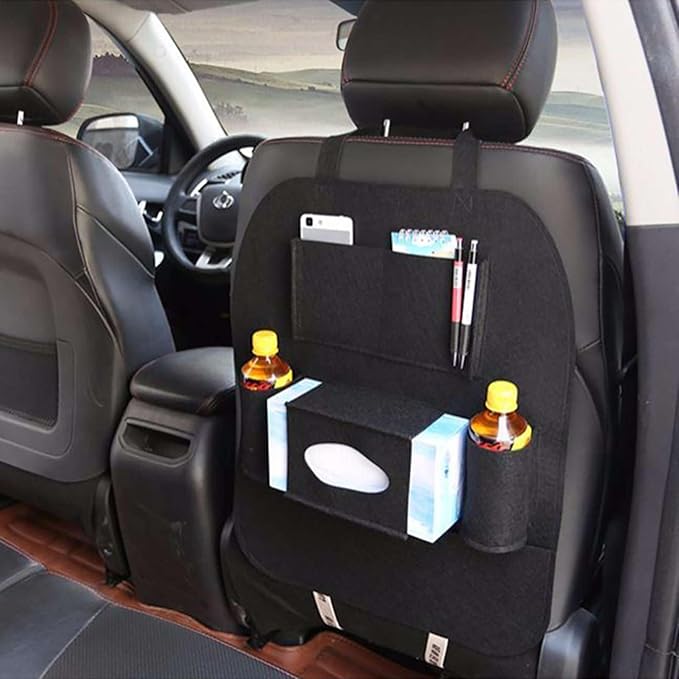 JDMBESTBOY Brown Universal Car Back Seat Organizer with Larger Protection & Storage - Holder, Reinforced Corners to Prevent Sag, Eco Friendly Materials - Great Travel Accessory for Kids