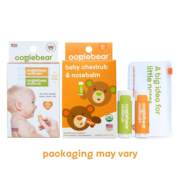 oogiebear Organic Nourishing Soothe All & Breath Better Balms - Naturally Soothing, Gentle Moisturizer, On-The-Go Size with Travel Pouch - 0.5 oz, Safe for Infants, Doctor Made