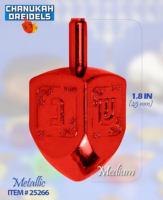 Izzy 'n' Dizzy Hanukkah Multicolor Metallic Dreidel (Pack of 10) - Medium