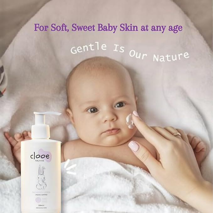 Certified Organic Baby Lotion, 8.45 fl oz (250 mL), Face & Body Moisturizer for Babies, Kids & Sensitive Skin, Vegan, Dermatologically Tested, Fast-Absorbing, Non-Greasy