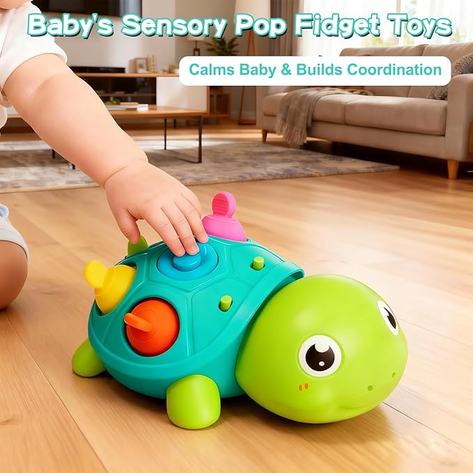 Baby Crawling Turtle Toy 6 9 12 18 Months, Infant Tummy Time Sensory Musical Teething Toys, Toddler Walking Learning Motor Skill Development for 1 2 3 Year Old Boy Girl Birthday Gift