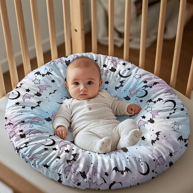 Halloween Bat and Moon Newborn Lounger Cover Removable Soft Comfortable Slipcover for Infant Lounger Pillow Cover Breathable and Washable