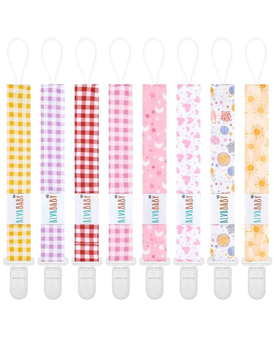 ALVABABY Pacifier Clips 8 Pack Pacifier Binky Paci Holder Leashes for Teethers 8DP23A