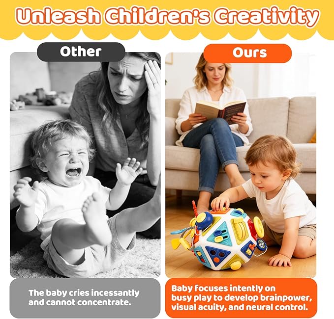 22-in-1 Baby Activity Cube,Montessori Sensory Toy Toddler 1-3, Kid Education Learning Activity Toys, Early Educational Birthday Gift for 1 2 Year Olds Boy Girl (Colorful)