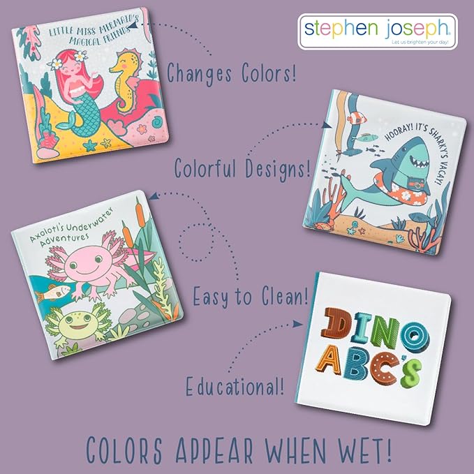 Stephen Joseph, Floating Color Changing Bathtime Book, Toddler Bath Toys, Shark
