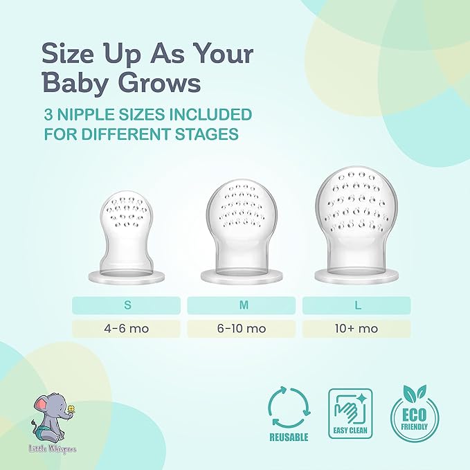 LittleWhispers Baby Fruit & Food Feeder Pacifier - Pacifier Feeders for Fresh Fruit or Frozen Breastmilk - Infant Teething Relief - Set of 2