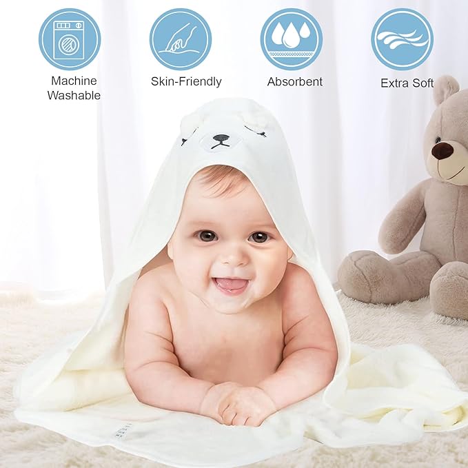 Toddler Bath Towels, Soft Hooded Baby Towels with Hood, Baby Towel Set, UltraAbsorbent Hooded Baby Towel 4pack
