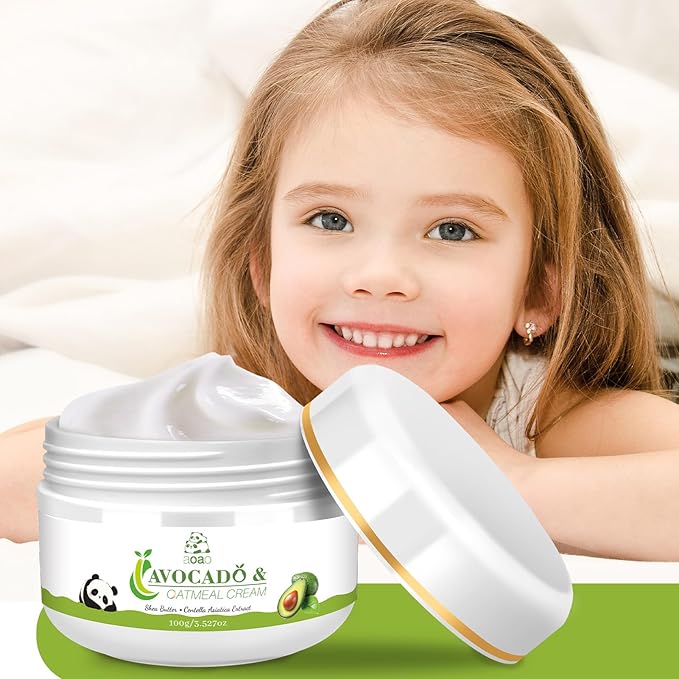 AOAO Avocado Kids Daily Moisturizer Cream, Gently Hydrates Dry, Sensitive Skin for Baby & Kids Face and Body, Natural Oat & Centella for Soothing Nourishing Care, 3.527oz (Avocado)