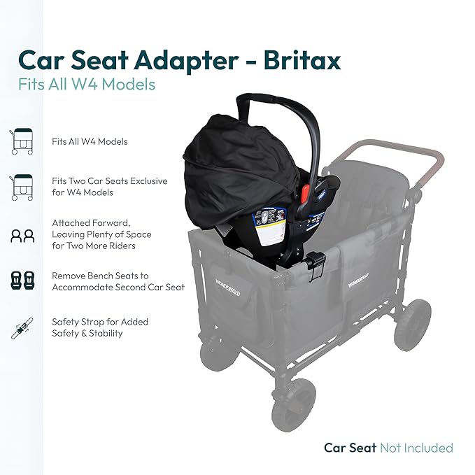 WONDERFOLD Infant Car Seat Adapter for Britax Car Seat - Full 360-Degree Rotation, Easy to Install & Folds with Wagon Stroller (W4 Series, Not Compatible with L & Pro)