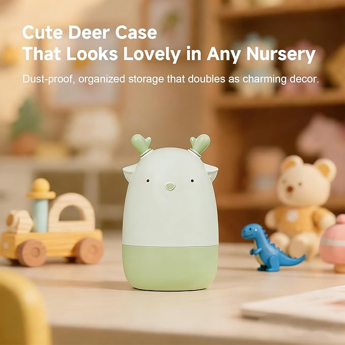 4-in-1 Baby Nail Care Set 01 – Safe Nail Clipper, Scissors, File & Tweezer with Cute Deer Case – Gentle Manicure & Pedicure Kit for Newborns, Infants & Toddlers – Green