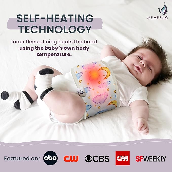 MEMEENO Baby Belly Band - Heated Tummy Wrap for Gas & Colic Relief, Newborns