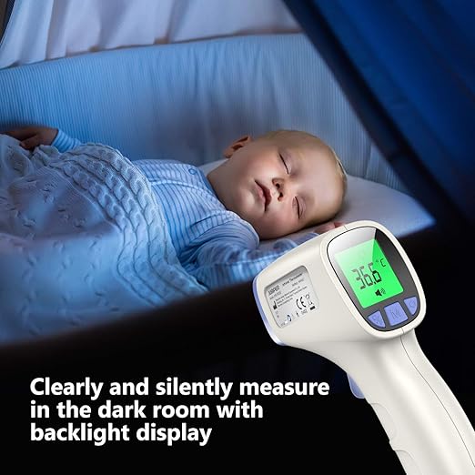 Forehead Thermometer, Non Contact Thermometer for Forehead and Object Surface Measurement with Instant Reading and Fever Warning for Kids and Adults (Sky Blue)