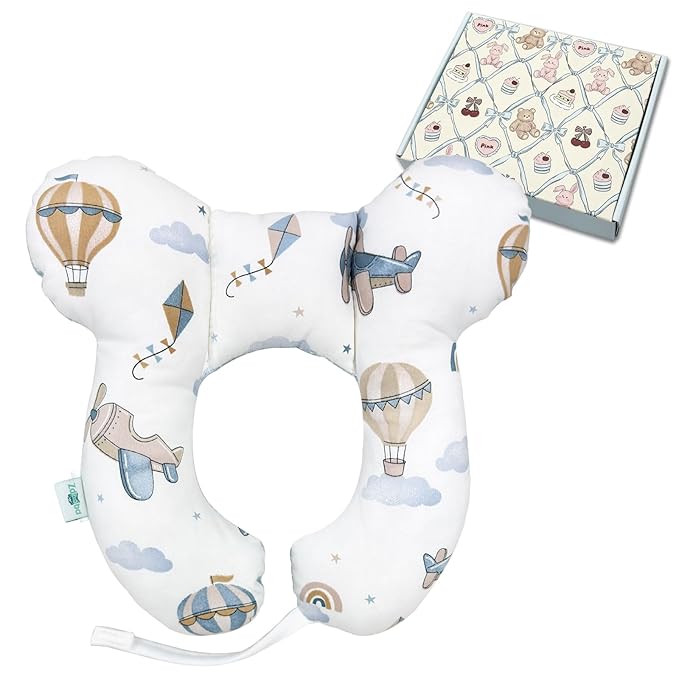 Baby Travel Pillow, U-Shape Pillow for Car Seat and Stroller Use, Lightweight Baby Travel Accessory (Sky Explorer)