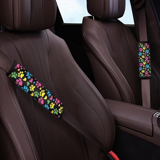 Seat Belt Cover Pad for Kids 4 Pack Dog Paw Prints Soft Car Seat Shoulder Strap Pads Seatbelt Straps Cover Seatbelt Covers Compatible with Most Car Neck Protector