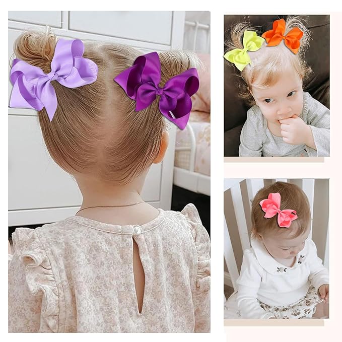 Hair Bows for Girls 10PCS Girls Toddler bows Clips Black Grosgrain Ribbon Alligator Clips Kids Hair Accessories