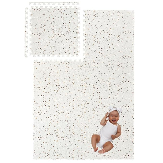 Clay Terrazzo Play Mat for Babies, Children and Toddlers, 4x6 Feet, Interlocking Foam Tiles, Soft Non-Toxic Foam