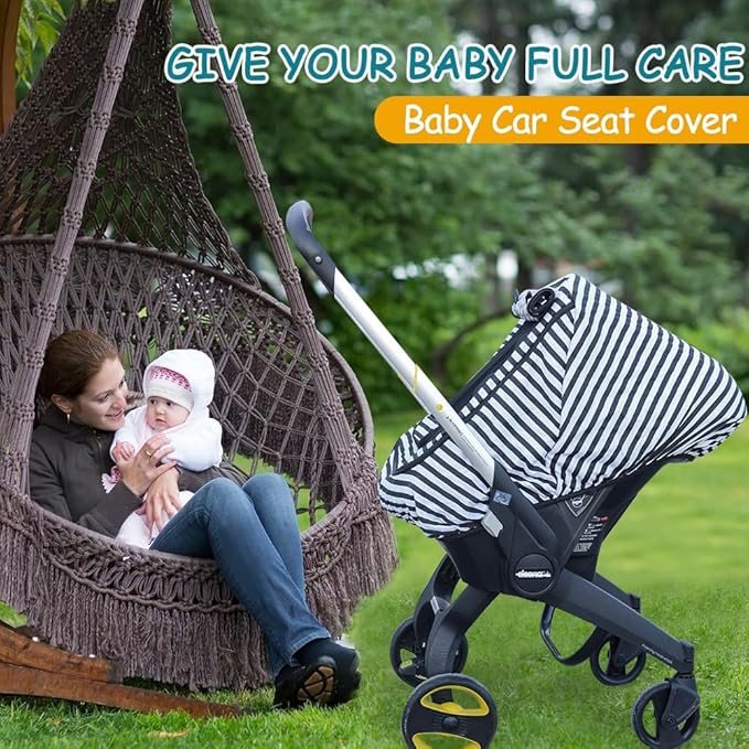 Car Seat Covers for Babies,Baby Car Seat Cover for Boys Girls,Windproof Infant Carseat Cover,Kick-Proof Car Seat Canopy with Breathable Mesh Peep Window,(Black)