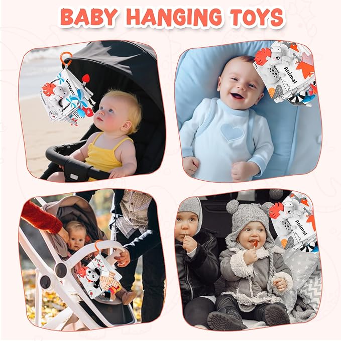 Baby Book 0-12 Months, Crinkle Cloth Book with Rattle & Touch and Feel Sensory Toys, Soft Teether for Infants, Educational Learning Toys, Ideal Baby Shower Easter Gifts for Boys Girls