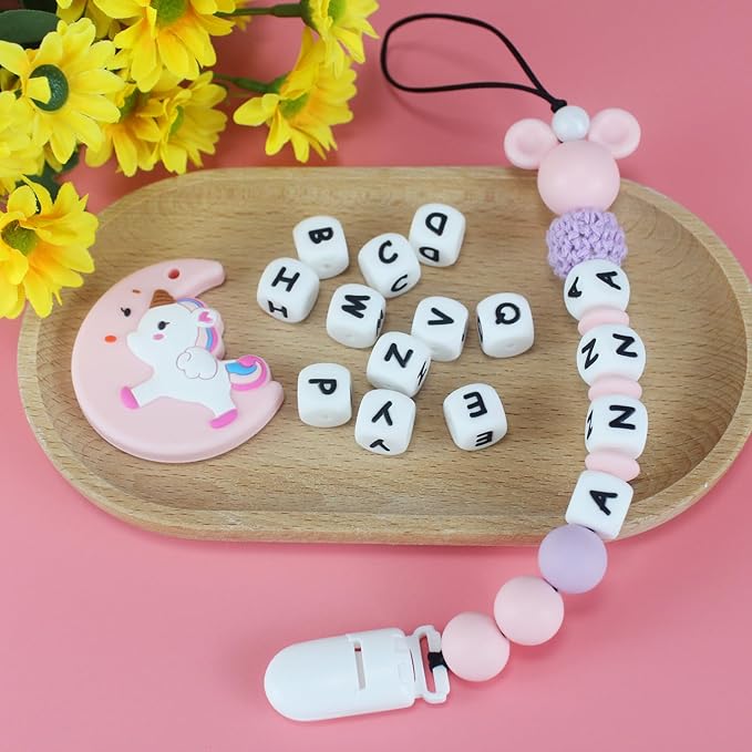 Personalized Pacifier Clip with Name, Customized Pacifier Holder with Name for Baby, Paci Clips with Mouse Head Design