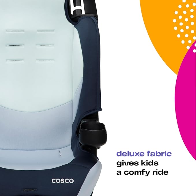 Cosco Kids Finale DX 2-in-1 Booster Car Seat, Forward Facing Toddler Car Seat (40-65 lbs) and Belt Positioning High Back Booster (40-100 lbs), Rainbow