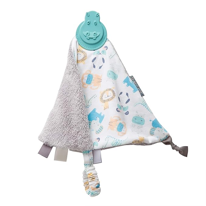 Cheeky Chompers Comfortchew | Baby Lovey with Silicone Teether & Sensory Tags | Soft Fleece Material, Attachable Loop, Machine Washable (Cheeky Animals)