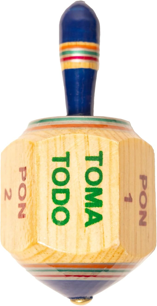 ELIASM Pirinola Toma Todo Pirinola Mexicana de Madera - 4 inch Traditional Mexican Wooden Spinning Top Put and Take Game Juegos Mexicanos de Mesa Adult Party Fiesta