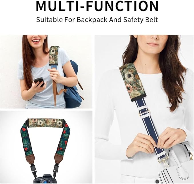 2PCS Car Seat Belt Cover Boho Flower Cute Safety Seatbelt Shoulder Strap Covers Floral Breathable Soft Harness Pad Protect Rustic Vintage Seat Belt Cushion