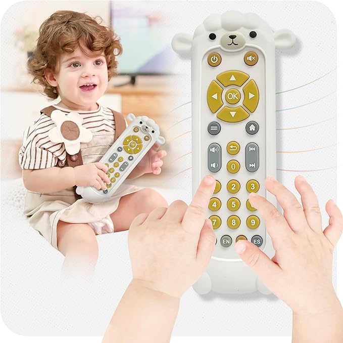 KIRALUMI Baby Remote Control Toy - Baby Musical Toys, Early Number Learning in 3 Languages (English, Spanish & French), Preschool Boys Girls Toys Gift 6, 12, 18 Months.