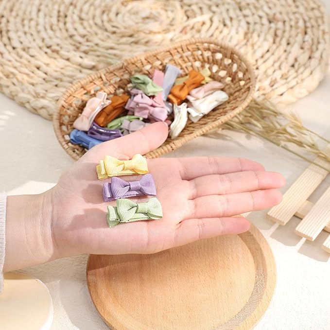 24PCS 2inch Oaoleer Baby Girls Hair Clips, Fully Lined Bows Hair Pins, Tiny Alligator Clips for Infants Toddlers - 12 Colors in Pairs (Style B)