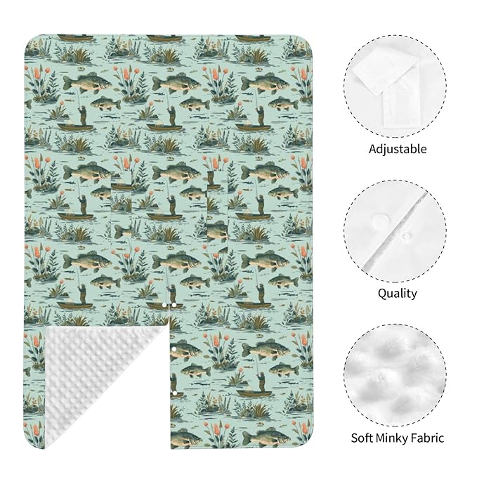 Fisher and Bass Fishes Baby Car Seat Canopy Nursing Cover for Newborn Car Seat Breastfeeding Covers Blanket Newborn Shower Gift