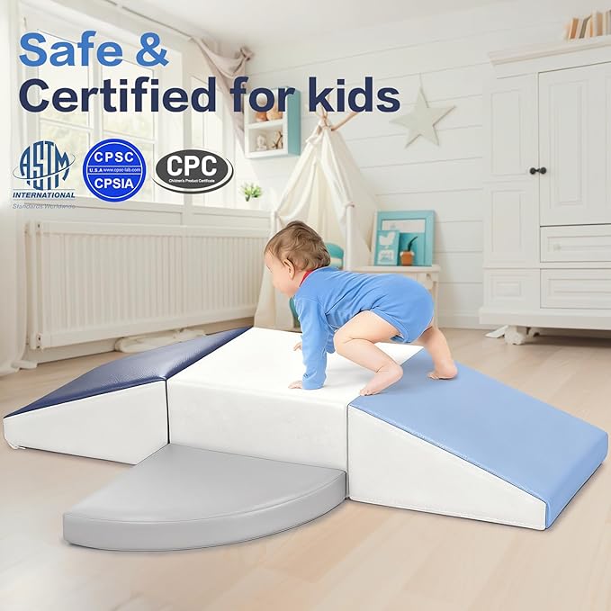 Sumbababy Climbing Foam Blocks for Toddlers: PU Leather Foam Blocks for Kids Active Play - Toddler Climbing Toys Indoor - Durable Playground Gym Preschool Toddler Toys for Boys and Girls
