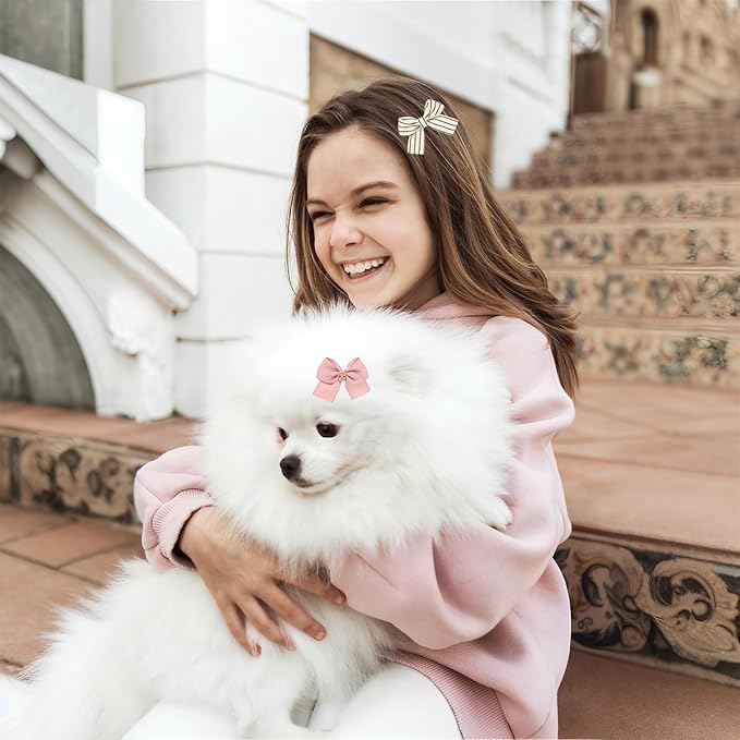 16 PCS Girl Dog Hair Bows, Baby Hair Clips, Various Styles of Crocodile Clip Hair Accessories Gift for Furry Puppy and Little Girls