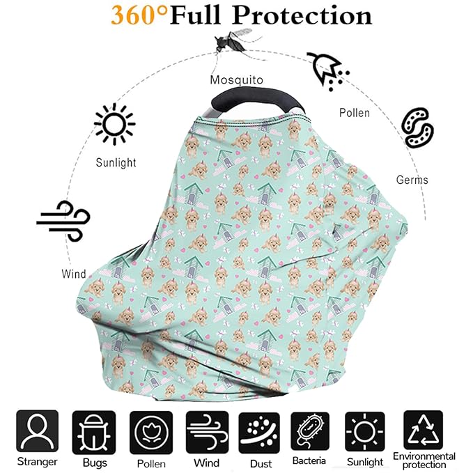 Wanyint Cows Print Car Seat Covers for Babies,Muslin Car Seat Covers Canopy Covers,Breathable Breastfeeding Scarf Nursing Cover Carseat Canopy for Boys Girls