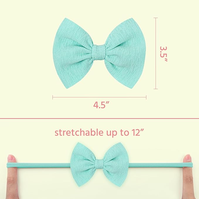 8PCS Baby Girl Headbands with Bows Slub Fabric Macaron Hair Bow Stretchy Hair Bands for Newborn Infant Toddler Little Girls Hair Accessories