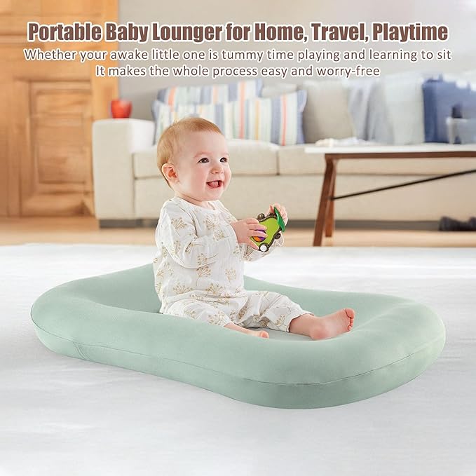 Baby Lounger for Newborn 0-12 Months, Soft Breathable Infant Support Cushion for Baby, Supervised Use (Pink)