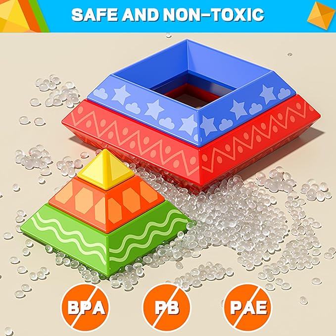 Doloowee 30 Pcs Building Blocks Toys for Ages 3 4 5 6 Toddlers, Pyramid Stacking Toys, 3D Montessori Preschool Learning Blocks for Kids, Stem Educational Pyramid Magic Tower Gifts Set