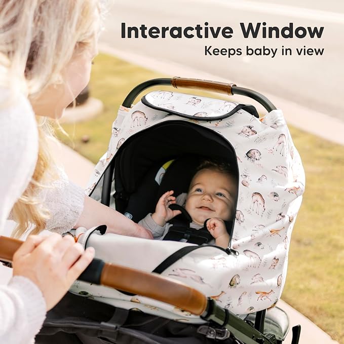 KeaBabies Winter Car Seat Cover Baby, Newborn - Universal Fit Infant Carseat Covers Baby Girl, Boy, Breathable, Lightweight Blanket, Easy to Use Stroller Canopy, Rain,Wind,Sun Shade(Arcadia)
