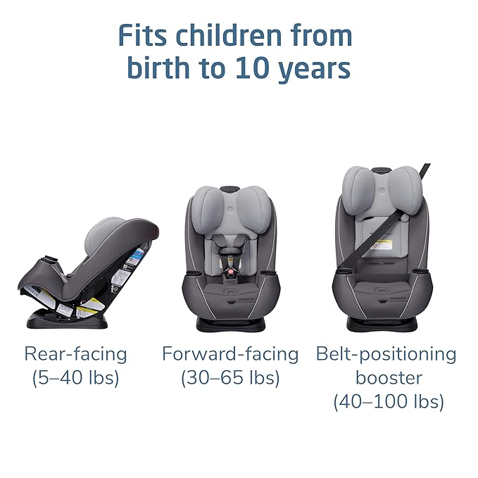 Maxi-COSI Pria Max 3-in-1 Convertible Car Seat, Infant to Toddler Car Seat, ClipQuick Magnetic Chest Clip, Quick-Install Latch, Machine-Washable Cover, 5-100 lbs, Escargot