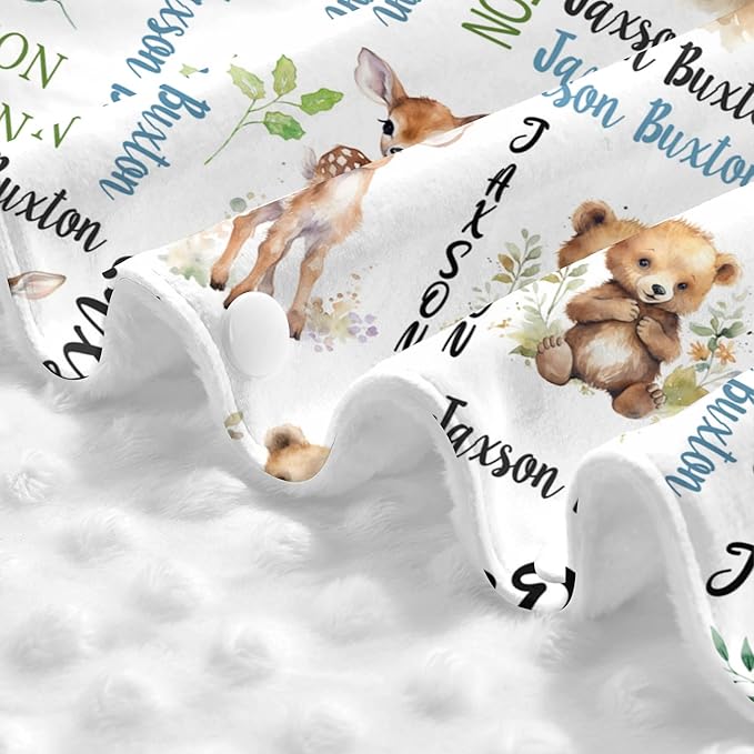 Winter Carseat Cover for Baby Personalized Woodland Baby Car Seat Cover with Name Custom Minky Car Seat Canopy Boys Girls Infant Carrier Covers Nursing Cover Toddler Blanket